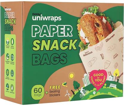 Oddy Snack Bags With Sealing Sticker for snacks & food | Each bag-8x5.5 Inch Paper Foil