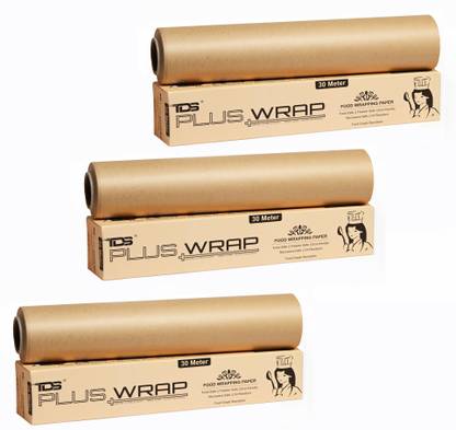 TDS PLUS WRAP Food Wrapping Plain Paper Roll | 100% Microwave Safe up | Biodegradable Parchment Paper