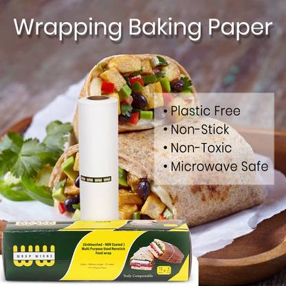 WRAPWINKS Food Wrapping Baking Paper Roll Greaseproof Unbleached Oil Soaking Paper Parchment Paper