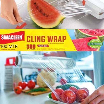 Swacleen Food Wrapping Cling Film Roll | Bio-Degradable Transparent Foil | Shrinkwrap