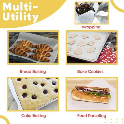 GrahLogy Food Wrapping Butter Paper A4 Size Sheet for Cooking, Sandwich, Roti, Cake Parchment Paper