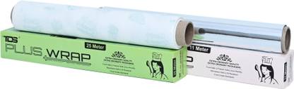 TDS PLUS WRAP Combo Pack 2 - 11 Mtr Aluminium Foil Paper & 25 Meter Print Butter Paper Parchment Paper