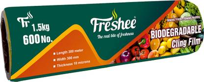 Freshee 300 meter Biodegradable Cling Film Roll for Food Wrapping and Storing Shrinkwrap