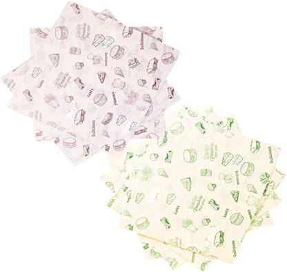 TDS PLUS WRAP Wrapping Paper/Butter Paper, Oil Proof/Green & Brown Printed- Pack of 200 Sheets Parchment Paper