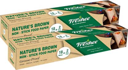 Freshee Greaseproof Paper Nature's Brown Non-Stick Food Paper 20m x 300mm - Pack of 2 Parchment Paper