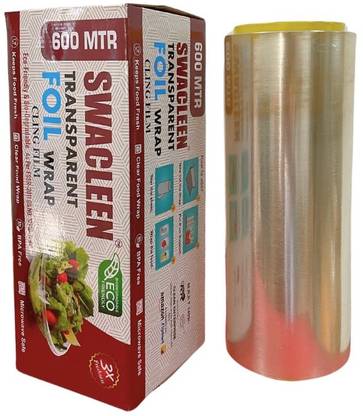 Clean Kitchenware Food Wrapping Cling Film Roll 600 MTR | OXO Transparent Foil Wrap | Multipurpose Shrinkwrap