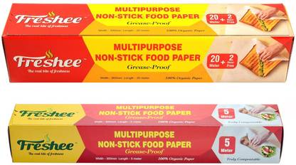 Freshee 22meter with 5M Multipurpose Non-Stick Food Paper, Grease Proof, Organic Paper Parchment Paper