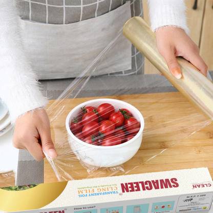 Clean Kitchenware Food Wrapping Cling Film Roll | Bio-Degradable Transparent Foil | Shrinkwrap