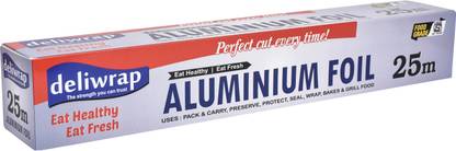 Kcofoil deliwrap Food Grade 25Mtr|11micron| Food Wrapping,Grilling,Storing & Serving. Aluminium Foil