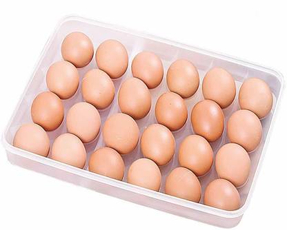 HBD SALES Plastic Egg Tray for Fridge 24 Eggs,Transparent egg storage box (White colour- 1 piece) Plastic Egg Separator