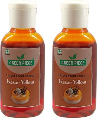 GREEN PIECE Kesar Yellow Edible Liquid Food Colour .(15 ml each)(Pack of 2) Multicolor