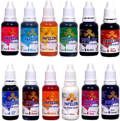 PAPILON Gel Food colour (30gm x 12) Multicolor
