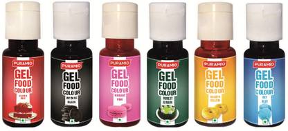 PURAMIO Gel Food Colours Combo Pack of 6- 20g Each Multicolor