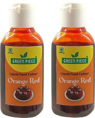 GREEN PIECE Orange Red Edible Liquid Food Colour .(15 ml each)(Pack of 2) Multicolor