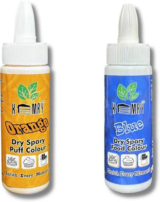 KEMRY Dry Food Colour Powder | Spray bottle Combo (Pack of 2) Orange, Blue