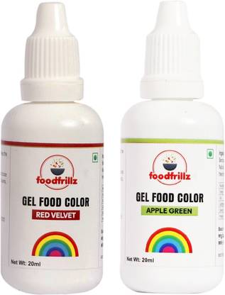 foodfrillz Red Velvet and Apple Green Food Gel Colour for colouring cake Red, Green