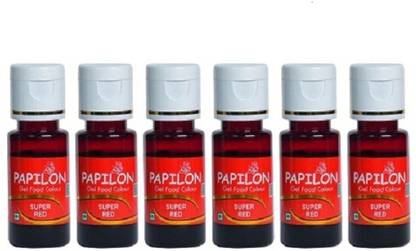 PAPILON Concentrated Gel Food Colour Super Red Pack of 20gm x 6 Bottles Red