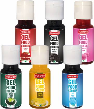 PURAMIO Gel Food Colours Combo Pack of 6- 20g Each Multicolor
