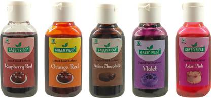 GREEN PIECE Edible Liquid Food Colour(15 ml each)(Pack of 5) Multicolor