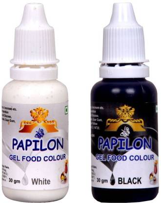 PAPILON Gel Food Colour Pack of Two (White, black) Multicolor