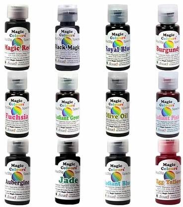 KONFIZ Magic Colours Spectral Gel Mini-(SET-1) 12 Colour Set Edible Gel Colors Multicolor
