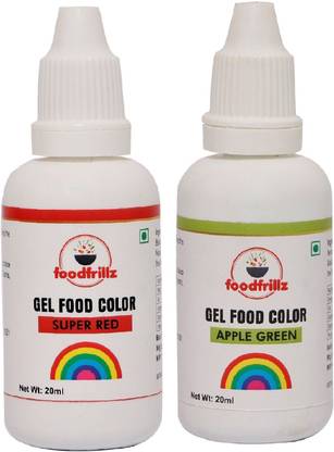 foodfrillz Super Red and Green Gel Food Colouring for cake, 20 ml each combo pack of gel food colours Red, Green