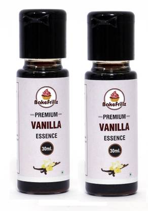 Bakefrillz Vanilla Essence for baking cake, ice creams, puddings, sweets, Combo Pack (30 ml x 2) 60 ml Vanilla Liquid Food Essence