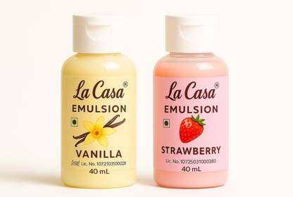 La Casa Emulsion Vanilla & Strawberry – Natural Food Flavouring Essence | Mixed Fruit Liquid Food Essence