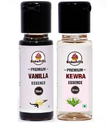 Bakefrillz Vanilla & Kewra Food Flavour Essence (30 ml x 2)essence for baking and flavour Vanilla Liquid, Liquid Food Essence