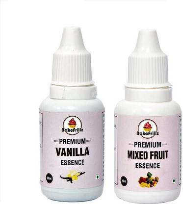 Bakefrillz Vanilla Essence & Mix Fruit Essence food flavour, 20 ml x 2 Vanilla Liquid Food Essence