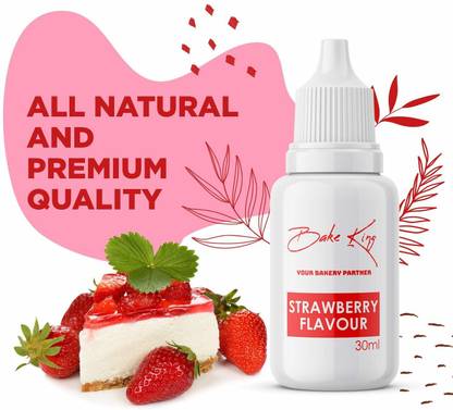 Bake King Strawberry Food Essence 30ml for Baking Cakes, Jams | Jelies and Ice Cream Strawberry Liquid Food Essence