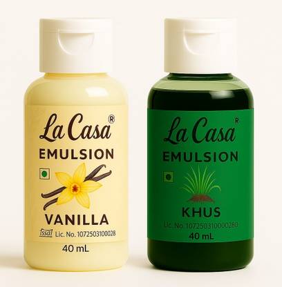 La Casa Emulsion Vanilla & Khus – Natural Food Flavouring Essence | Mixed Fruit Liquid Food Essence
