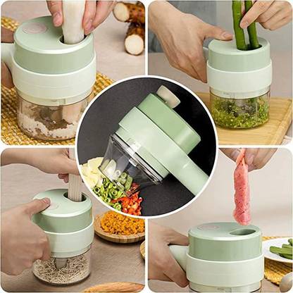 Pyarana 4 in 1 Handheld Electric Vegetable Cutter Set,Vegetable Electric Food Chopper 10 W Food Processor