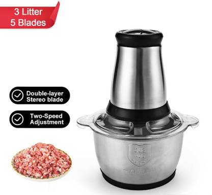 Oblivion 3Ltr Electric Food Processor Stainless Steel Onion Cutter Multi Chopper 2 Speed 650 W Food Processor