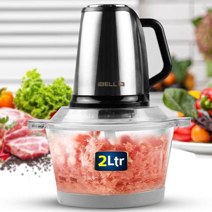 iBELL 235CH Meat Mincer Grinder (2L), Stainless Steel, Slicer Chopper, Keema Machine, 350 W Food Processor
