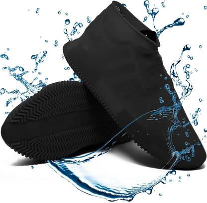 TRK IMPEX Waterproof Reusable Silicone Shoe - Anti-Slip Rain Boots Cover (L-Size-BLACK)