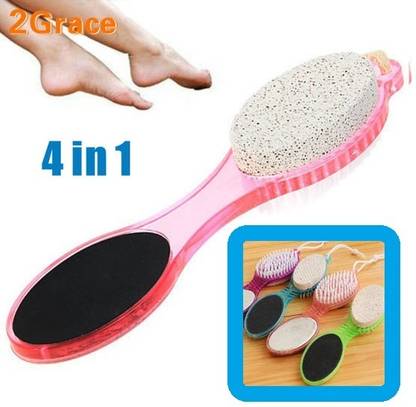 Maashakti 4 In 1 Foot Pedicure Brush, Pumice Stone, Scrubber & File For Soft Care