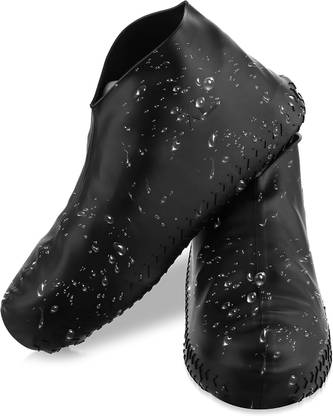 TRK IMPEX Waterproof Reusable Silicone Shoe - Anti-Slip Rain Boots Cover (M-Size-BLACK)