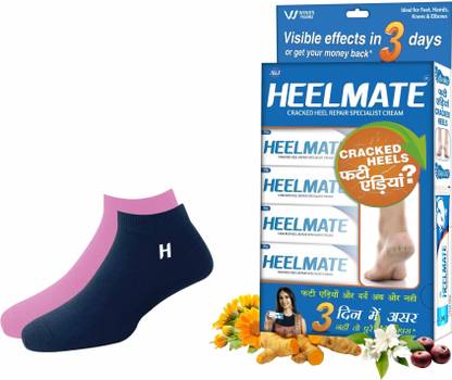 Heelmate Moisture Lock Combo Cracked Heel Repair Cream Pack of 6 + Free Blue & Pink Socks