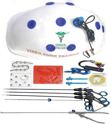 SI Rudra Laparoscopy Virtual Bettle Shape Training Module Box with 5 Basic Training Kits Forceps Jar