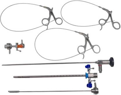 Vikas Enterprises Flexible Graspers With Cystoscope 4mm 30Degree and Cystoscopy Sheath 22fr Forceps Jar