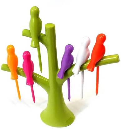Samarth Enterprises Bird Fruit Fork (6 Forks) Disposable Plastic Dinner Fork Set
