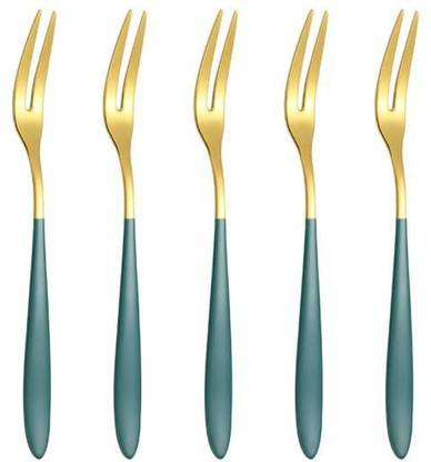 AKSHVA Thickened Fork Two Tooth Moon Stainless Steel Fruit Fork, Baby Fork, Dessert Fork, Dinner Fork, Roast Fork, Salad Fork, Serving Fork Set