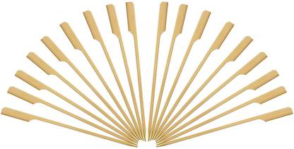 HAVME Bamboo Paddle/Gun Shaped Skewers for Burger 17.8 cm - (7 Inch, 100 Pcs) Disposable Bamboo Roast Fork, Serving Fork Set