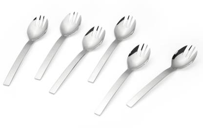 FnS FnS Solo stainless steel Spork, spoon cum fork, 2-in-1,Set of 6 Stainless Steel Spork Set