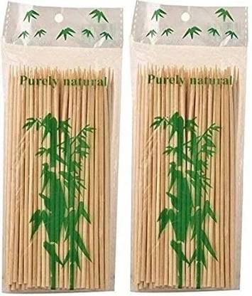 Royals Pack of 2 x 60pc Bamboo Skewers Grill Sticks 8inch Disposable Bamboo Roast Fork Set
