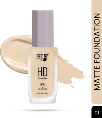 RED4 HD Foundation Long Lasting Full Coverage Waterproof Liquid Matte  Foundation