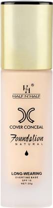 Half N Half Cover Concealer Liquid Foundation Natural Light, Lasting, SPF 15, Matte Finish Foundation