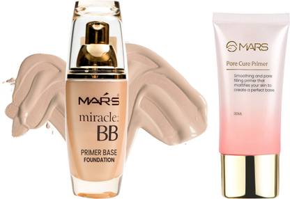 MARS BB Primer Base Foundation Golden Beige With Long Lasting Makeup  Primer  - 90 ml