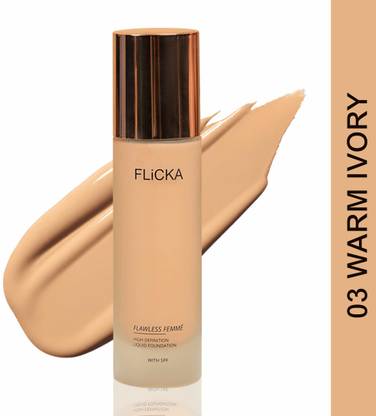 Flicka Flawless Femme High Coverage Liquid Foundation 03 Warm Ivory, 30ml Foundation